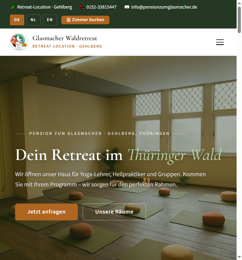 Glasmacher Waldretreat Website